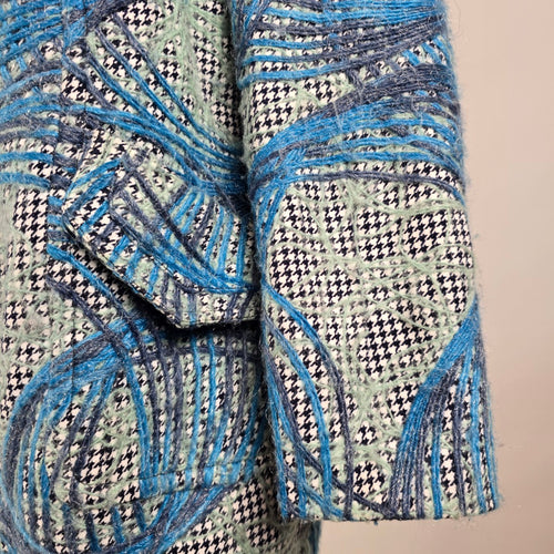 Samuel Dong Blue Abrstact Print Mohair Jacket Size L