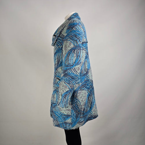 Samuel Dong Blue Abrstact Print Mohair Jacket Size L