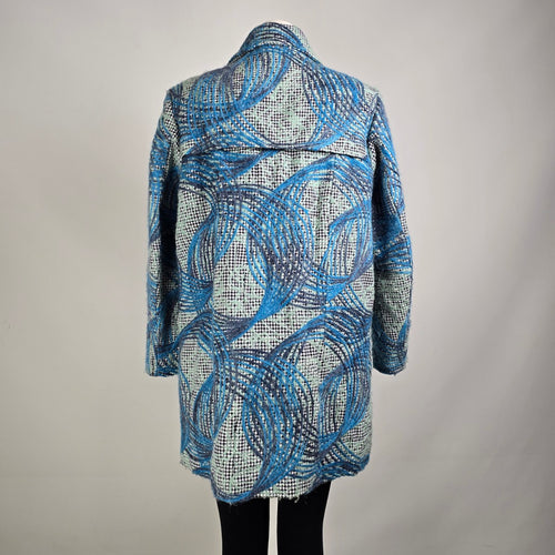 Samuel Dong Blue Abrstact Print Mohair Jacket Size L