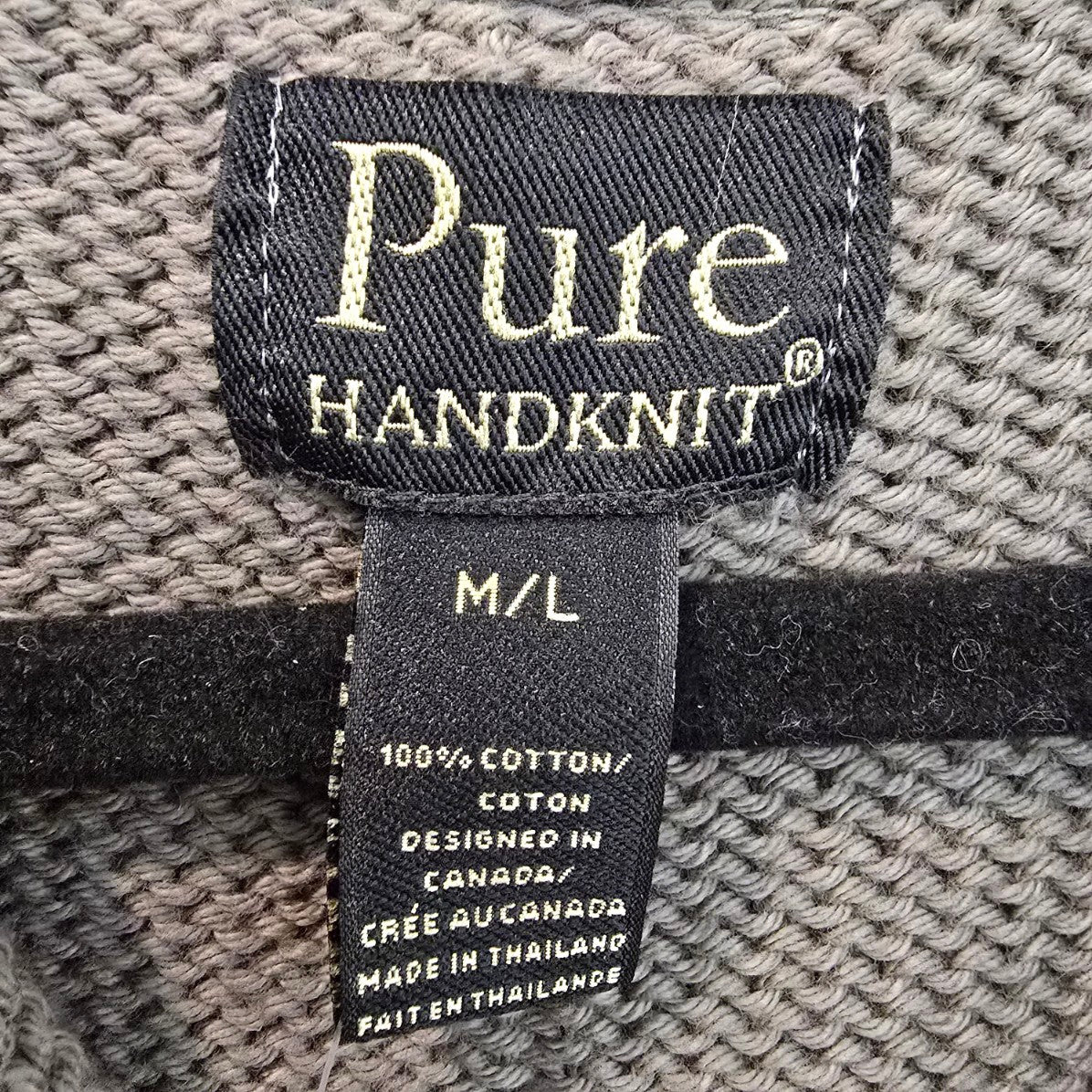 Pure Handknit Brown Knit Ruffle Button Up Cardigan Size M/L