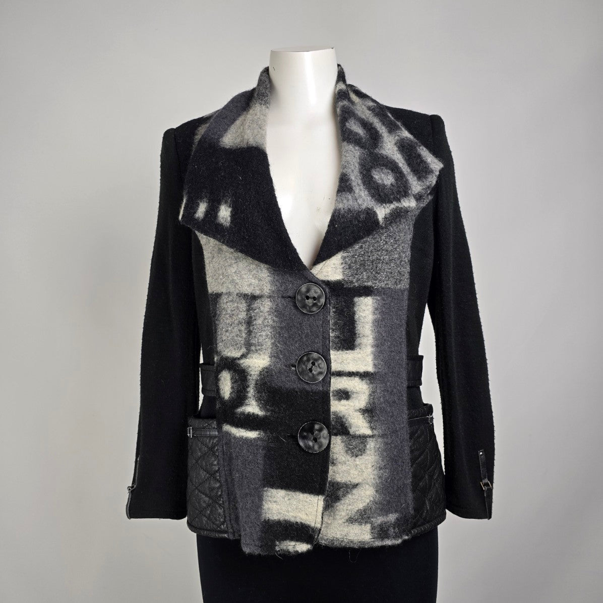 Vex Collection Black Wool Button Up Jacket Size 10