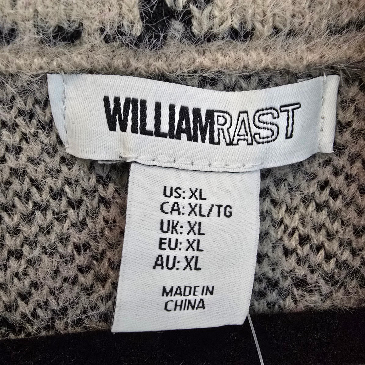 William Rast Cream Plaid Knit Vest Size XL