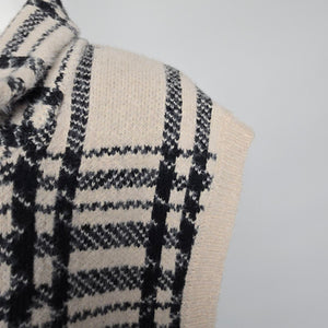 William Rast Cream Plaid Knit Vest Size XL