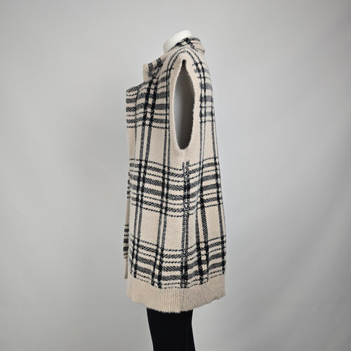 William Rast Cream Plaid Knit Vest Size XL
