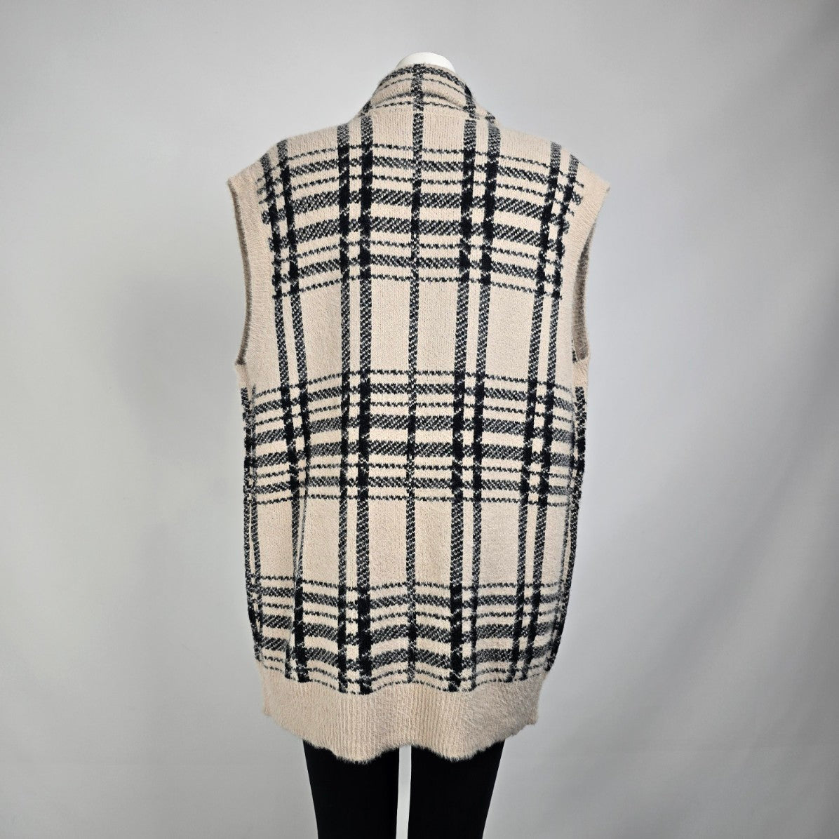 William Rast Cream Plaid Knit Vest Size XL