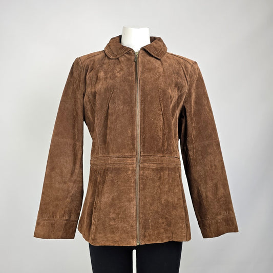 Vintage Novelti Brown Suede Zip Up Jacket Size XL