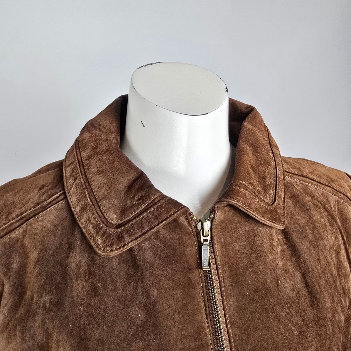 Vintage Novelti Brown Suede Zip Up Jacket Size XL