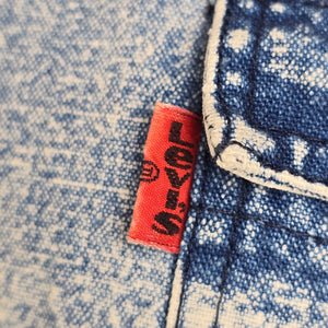 Vintage 60s Levis Acid Wash Blue Denim Pearl Snap Shirt Size M/L
