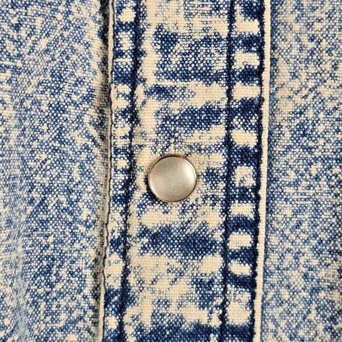 Vintage 60s Levis Acid Wash Blue Denim Pearl Snap Shirt Size M/L