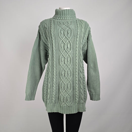 Vintage Paris Sports Club Green Knit Turtle Neck Sweater Size L
