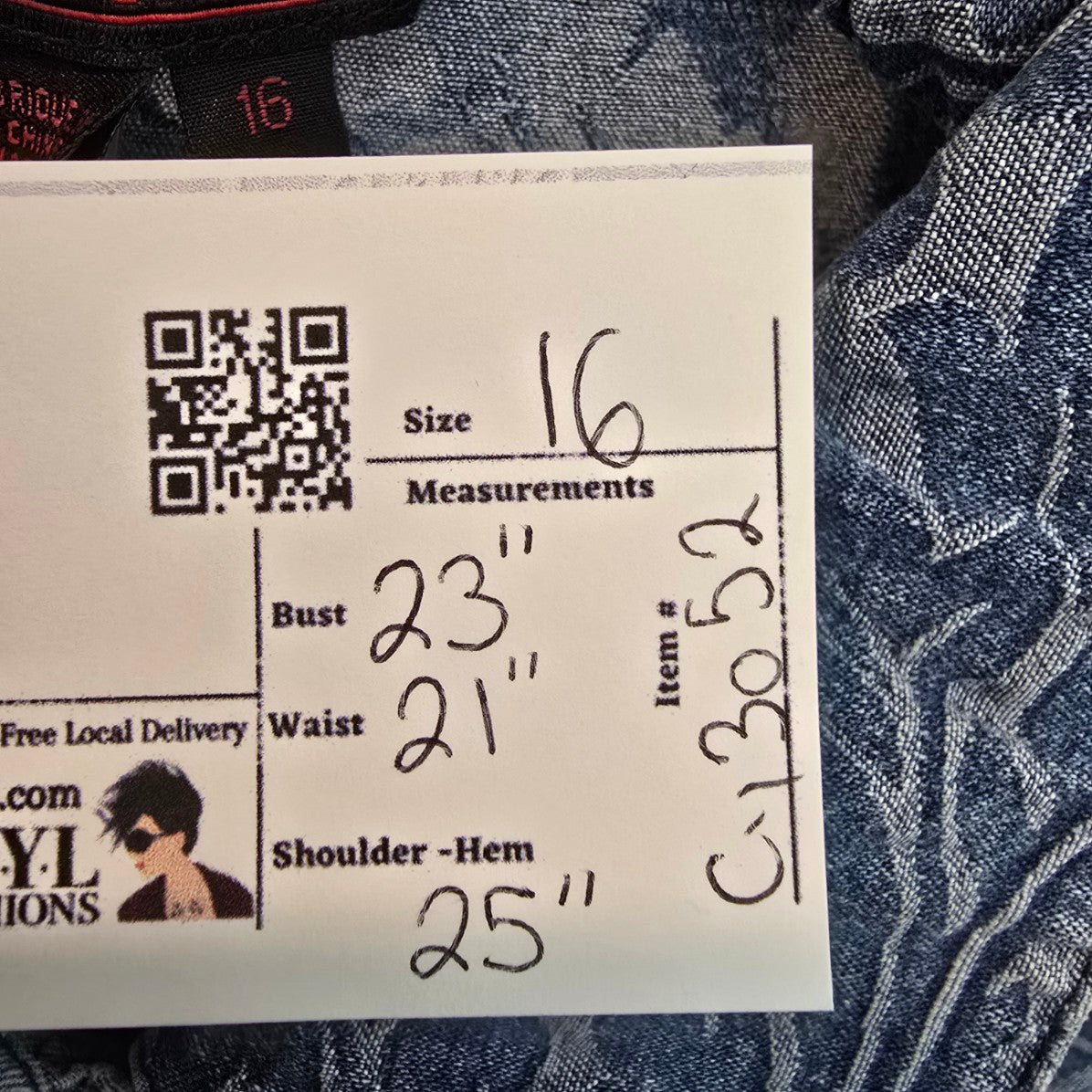 Simon Chang Patchwork Denim Button Up Shirt Jacket Size 16