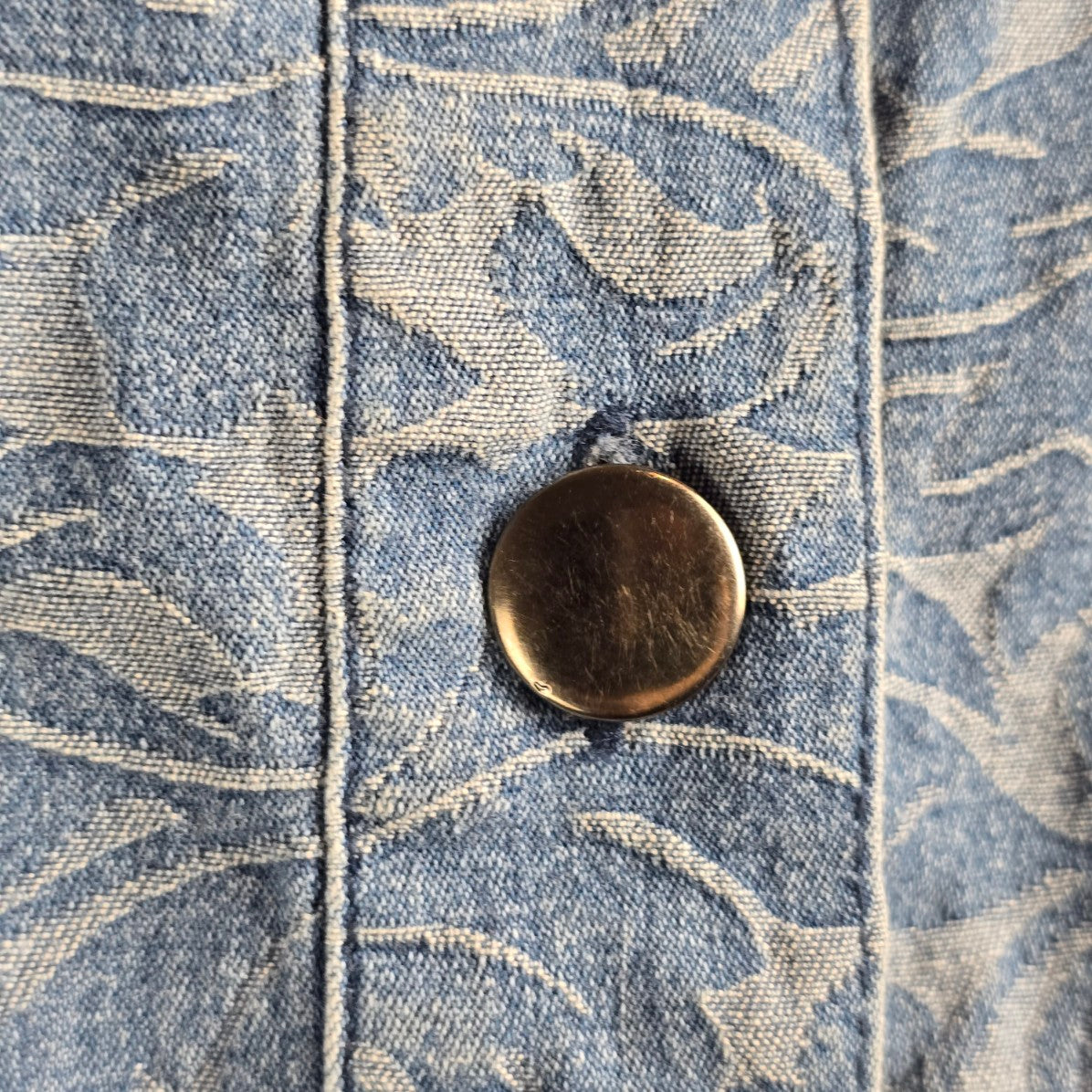 Simon Chang Patchwork Denim Button Up Shirt Jacket Size 16