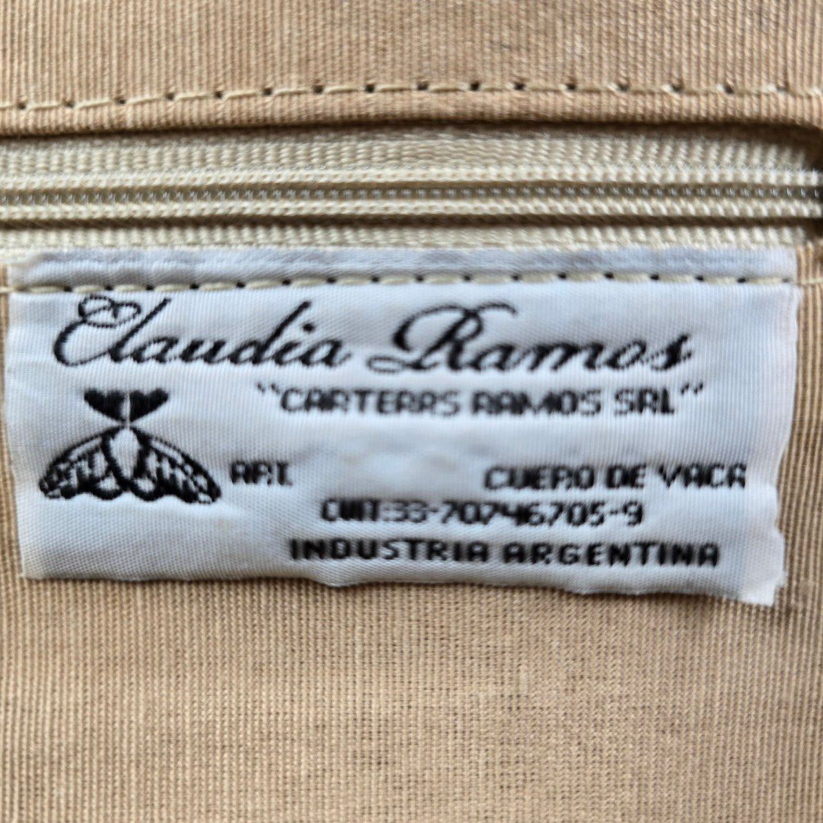 Vintage Claudia Ramos Cream Croc Print Leather Briefcase Purse