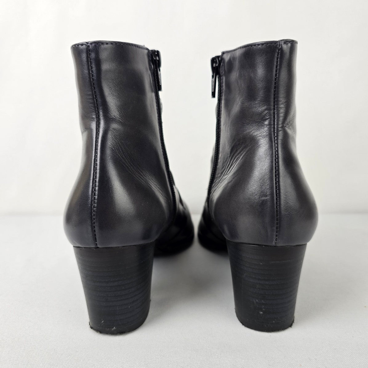 Dorking Grey Leather Strappy Heeled Boot Size 8