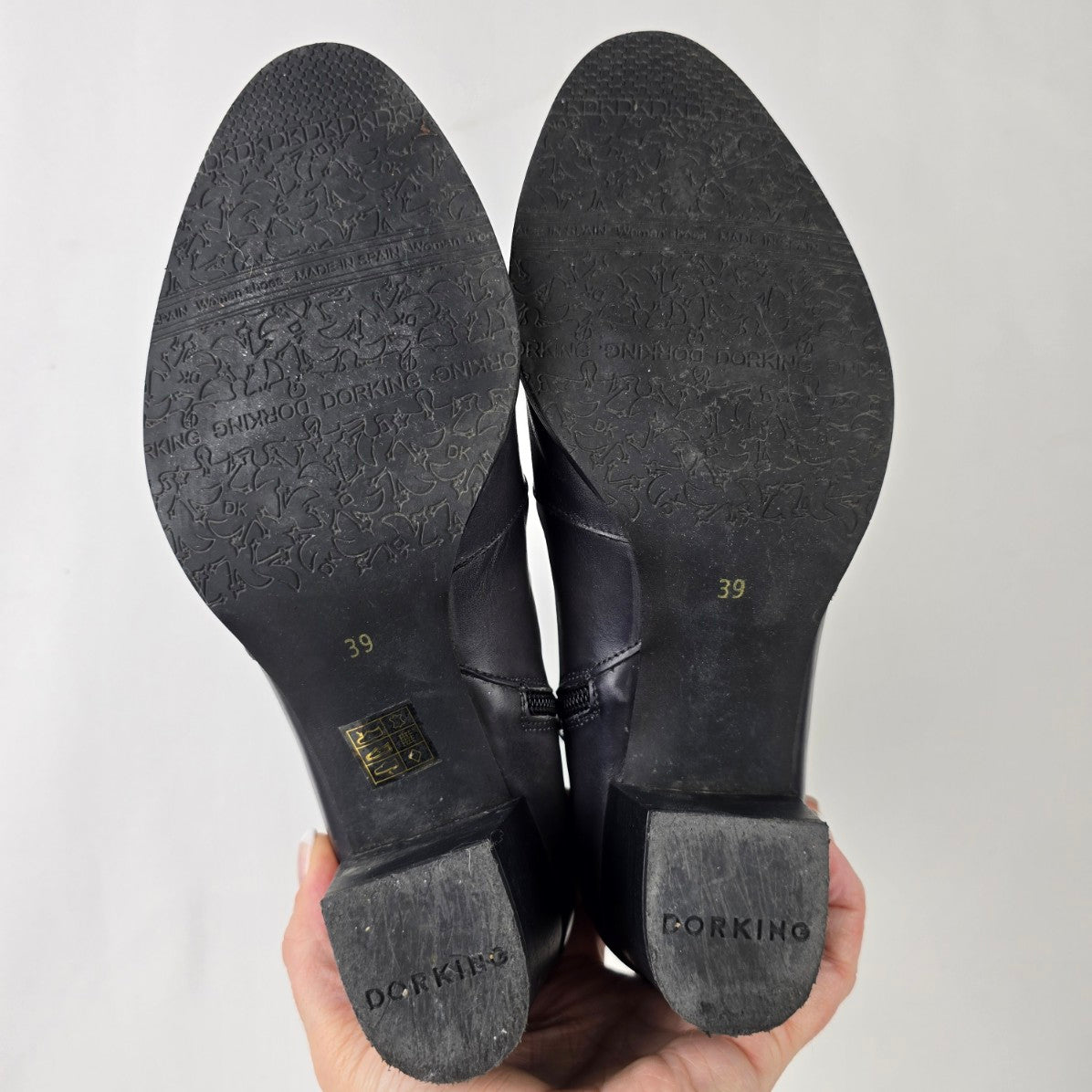 Dorking Grey Leather Strappy Heeled Boot Size 8