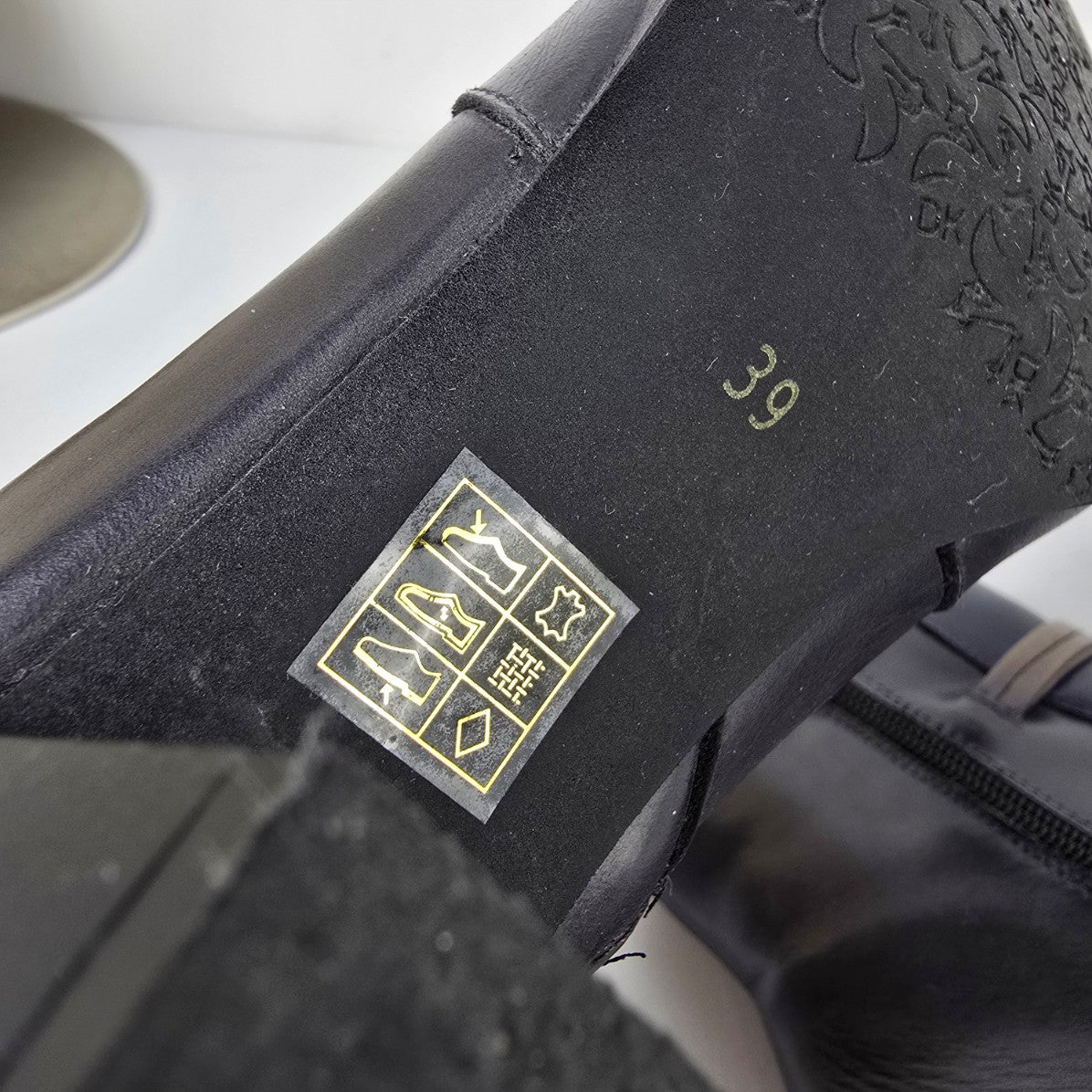 Dorking Grey Leather Strappy Heeled Boot Size 8