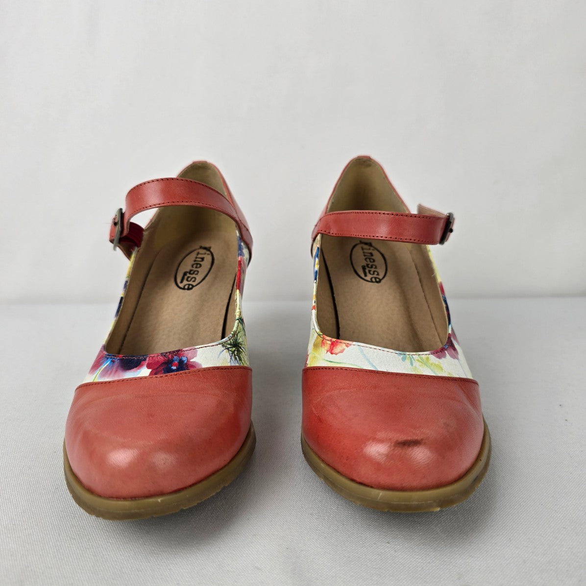 Finesse Coral Flower Mary Jane Heeled Shoes Size 7.5