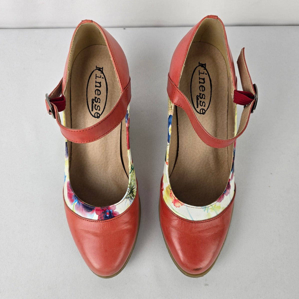 Finesse Coral Flower Mary Jane Heeled Shoes Size 7.5