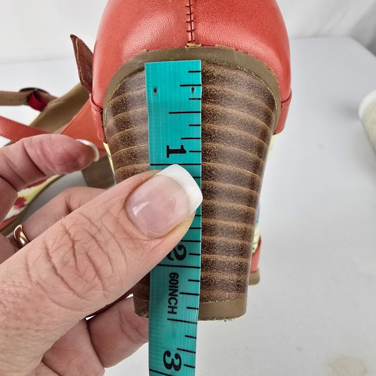 Finesse Coral Flower Mary Jane Heeled Shoes Size 7.5