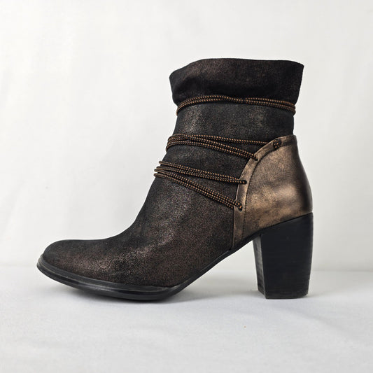 Mam Zelle Bronze Strappy Heeled Boots Size 8