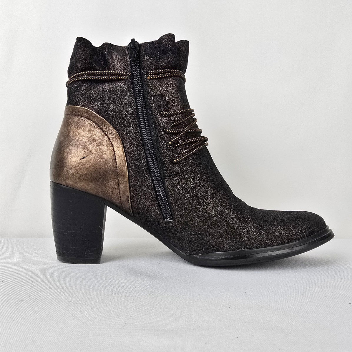 Mam Zelle Bronze Strappy Heeled Boots Size 8