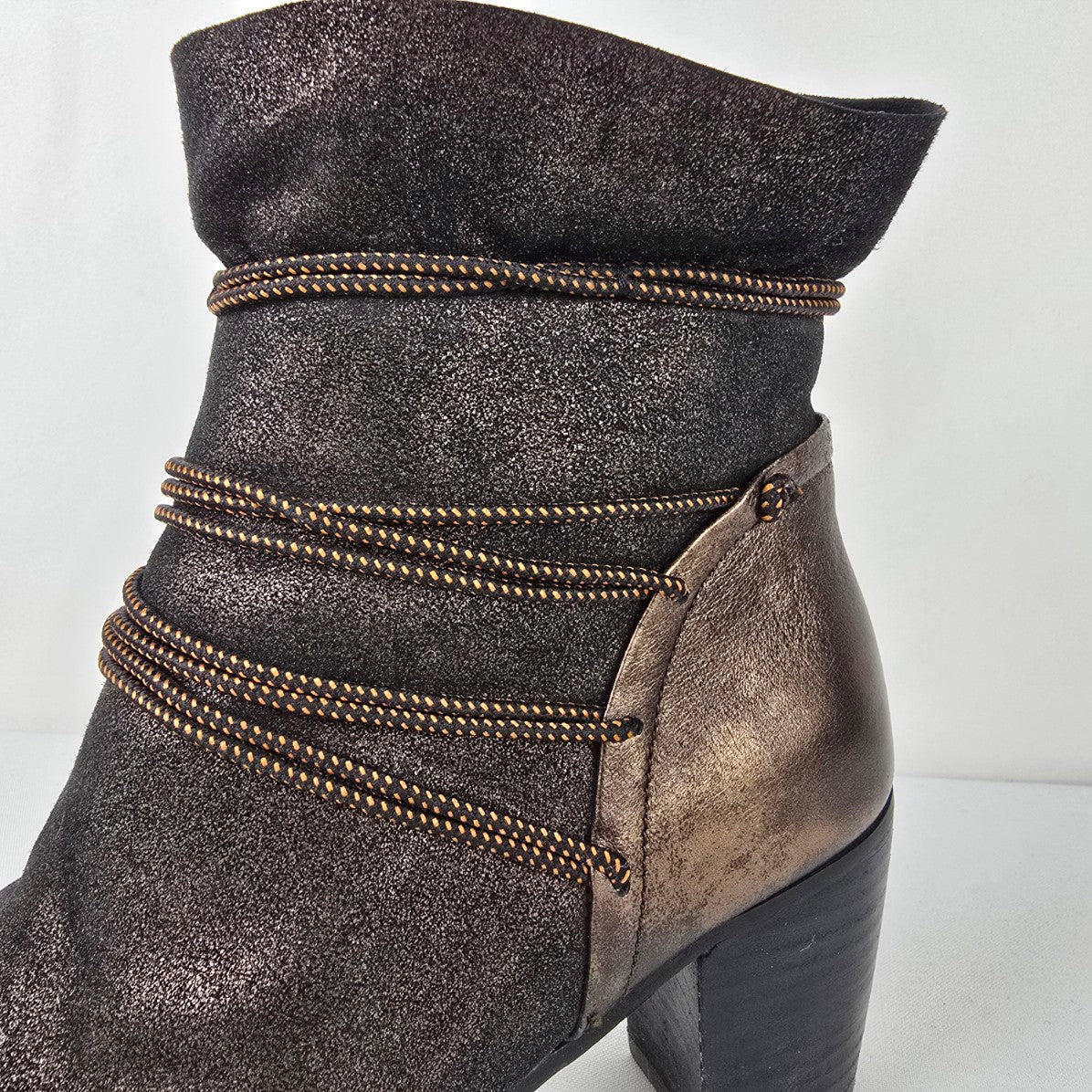 Mam Zelle Bronze Strappy Heeled Boots Size 8
