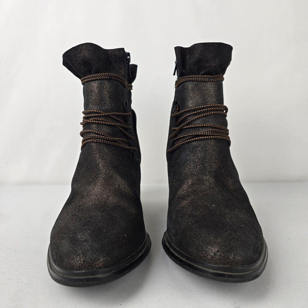 Mam Zelle Bronze Strappy Heeled Boots Size 8