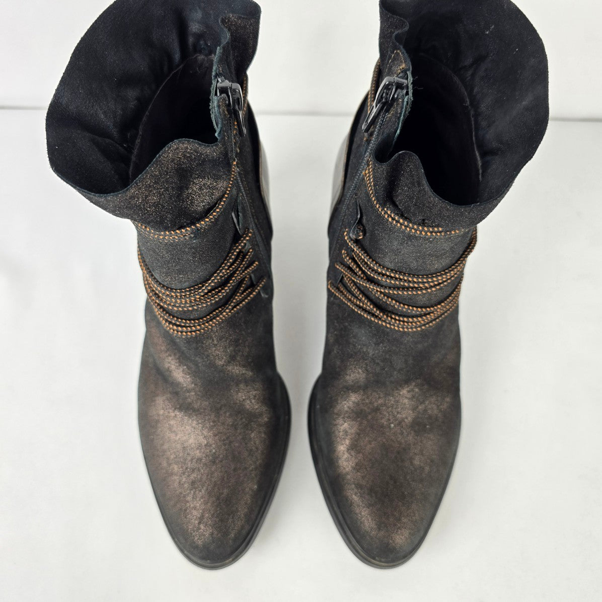 Mam Zelle Bronze Strappy Heeled Boots Size 8