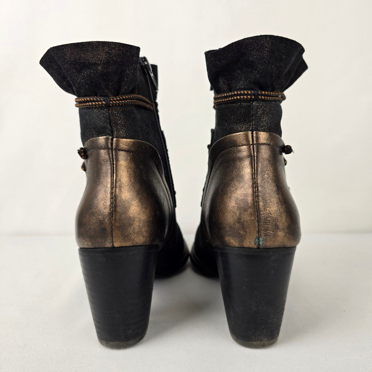 Mam Zelle Bronze Strappy Heeled Boots Size 8