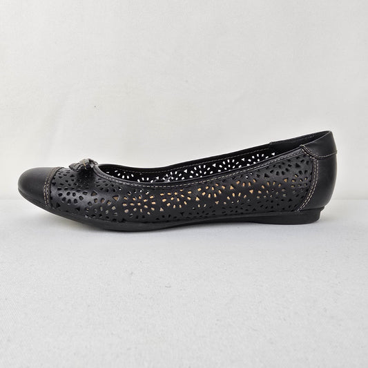 Clarks Bendables Black Leather Comfort Ballet Flats Size 9