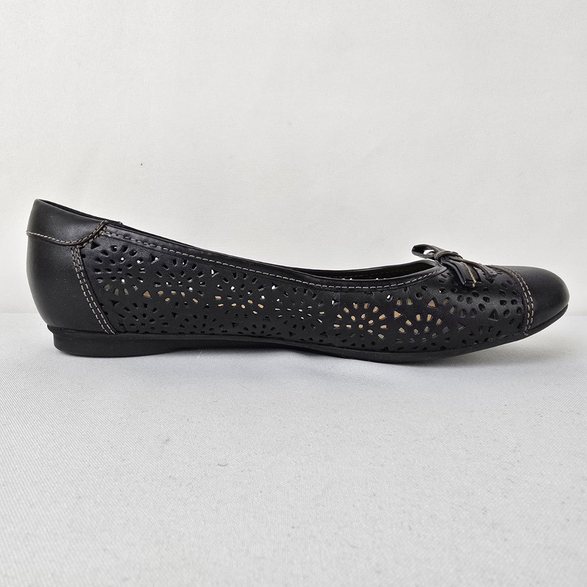 Clarks Bendables Black Leather Comfort Ballet Flats Size 9