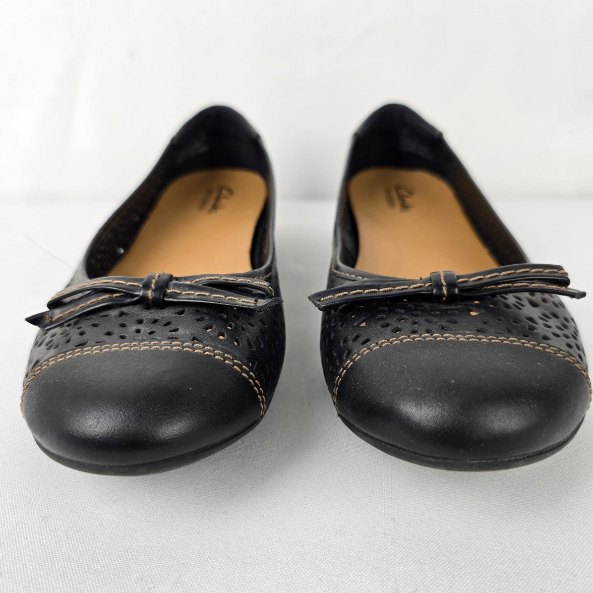 Clarks Bendables Black Leather Comfort Ballet Flats Size 9