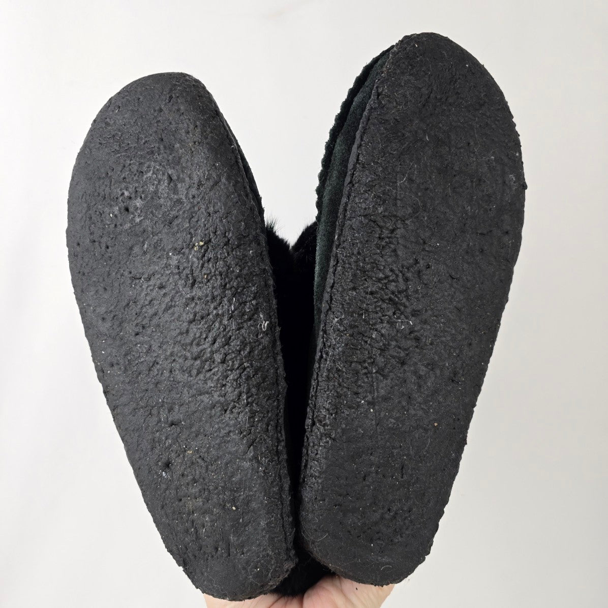 Laurentian Chief Black Suede and Rabbit Fur Mukluks Size 9