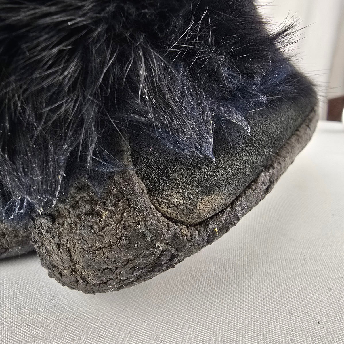Laurentian Chief Black Suede and Rabbit Fur Mukluks Size 9