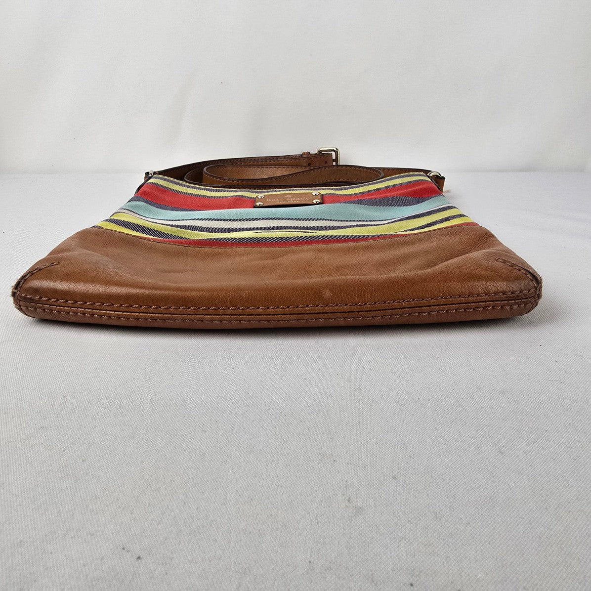 Kate Spade Colorful Stripped Brown Leather Crossbody Purse