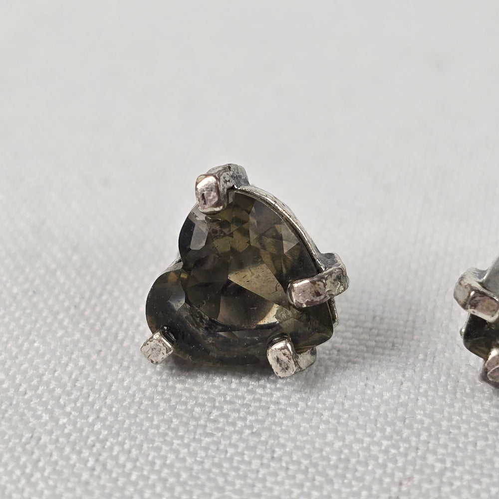 Dyrberg Kern Black Stone Silver Heart Stud Earrings