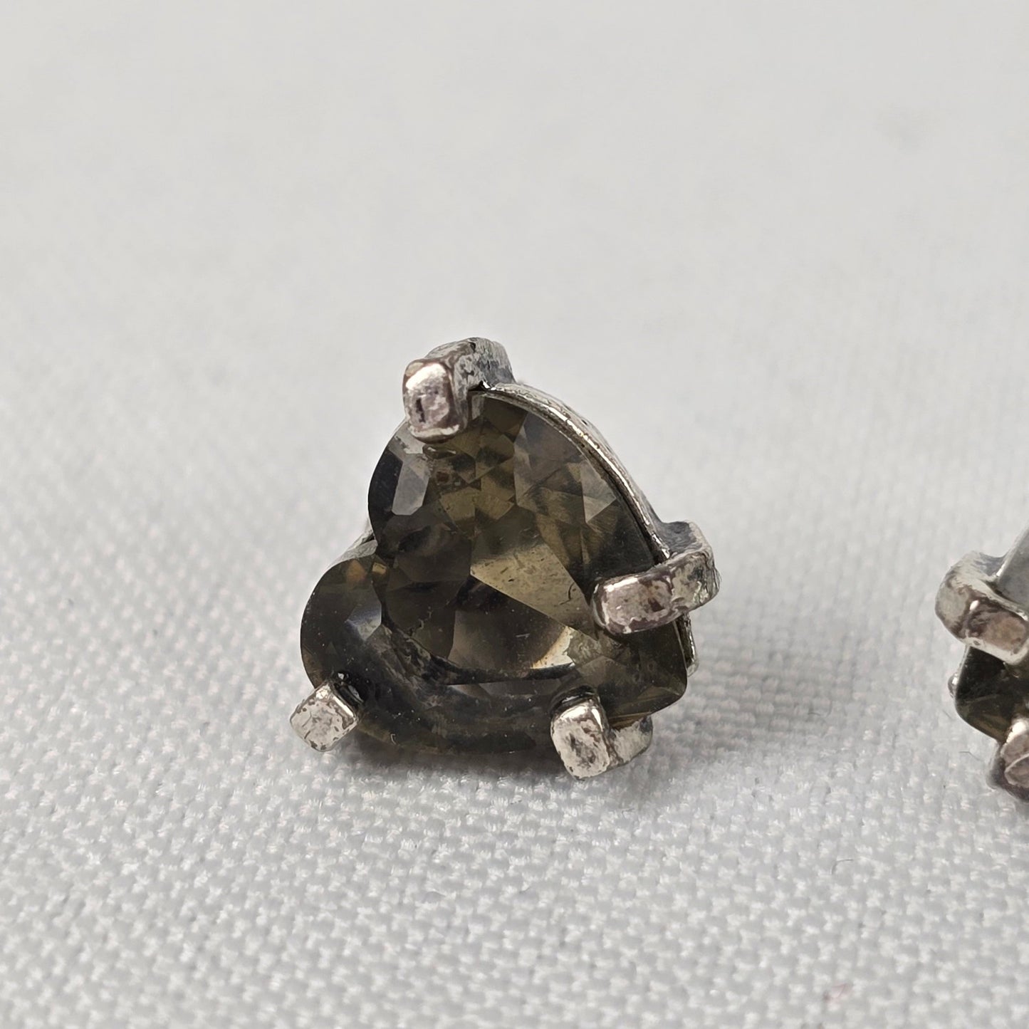 Dyrberg Kern Black Stone Silver Heart Stud Earrings