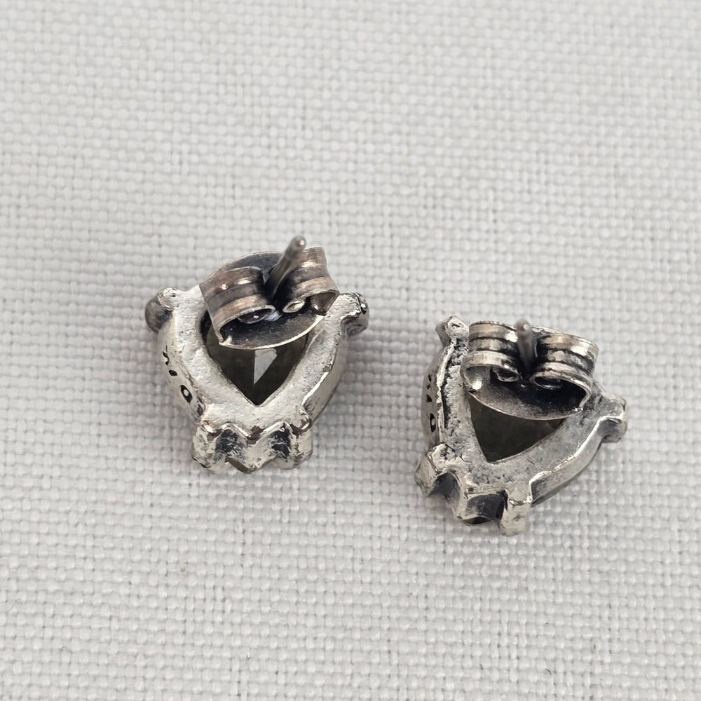 Dyrberg Kern Black Stone Silver Heart Stud Earrings