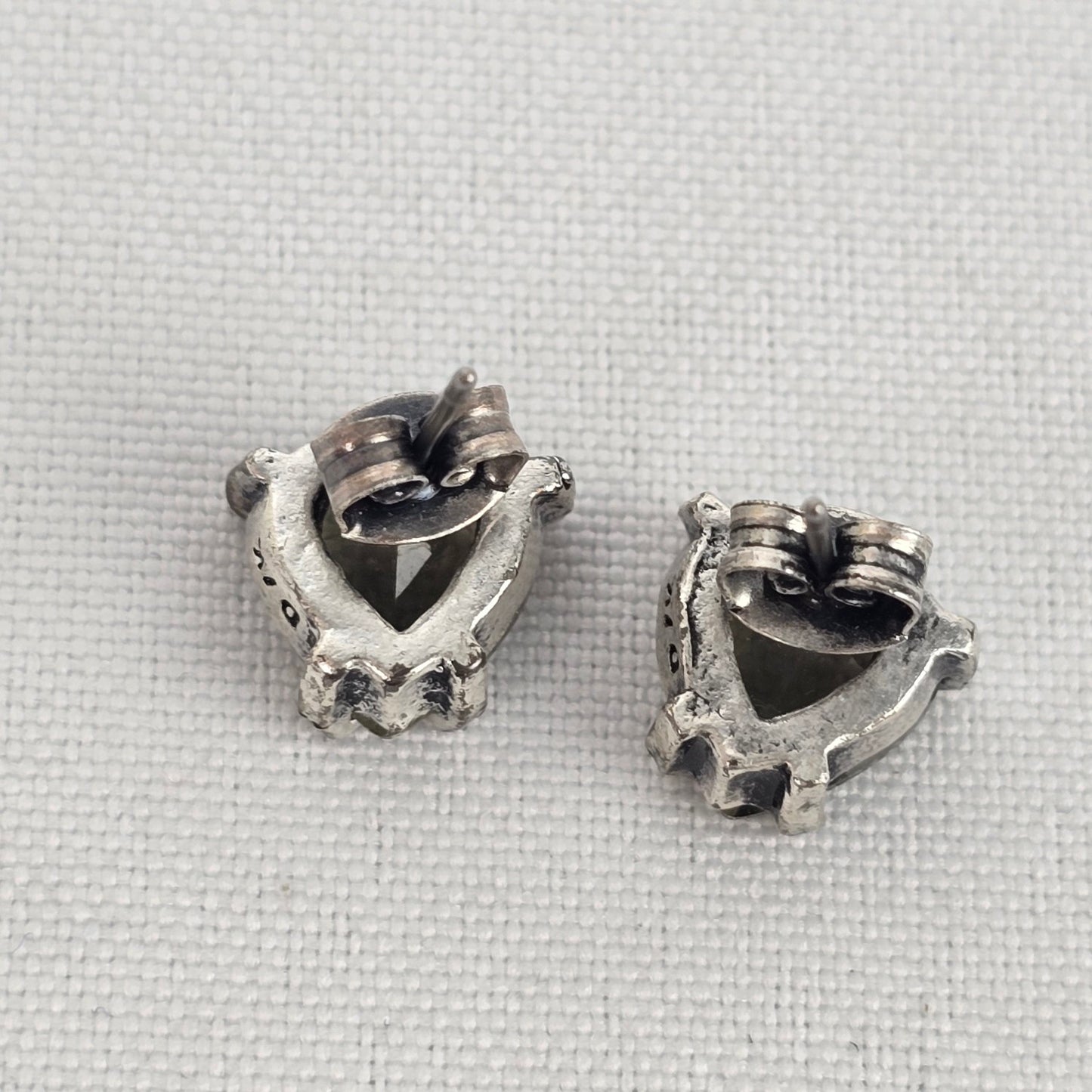 Dyrberg Kern Black Stone Silver Heart Stud Earrings