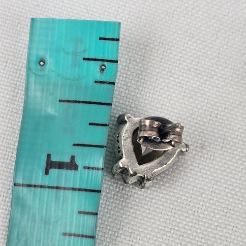 Dyrberg Kern Black Stone Silver Heart Stud Earrings