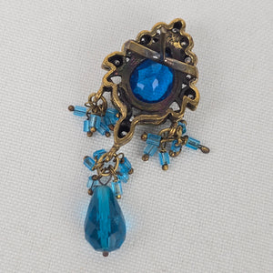 Vintage Blue Glass Chandelier Statement Earrings