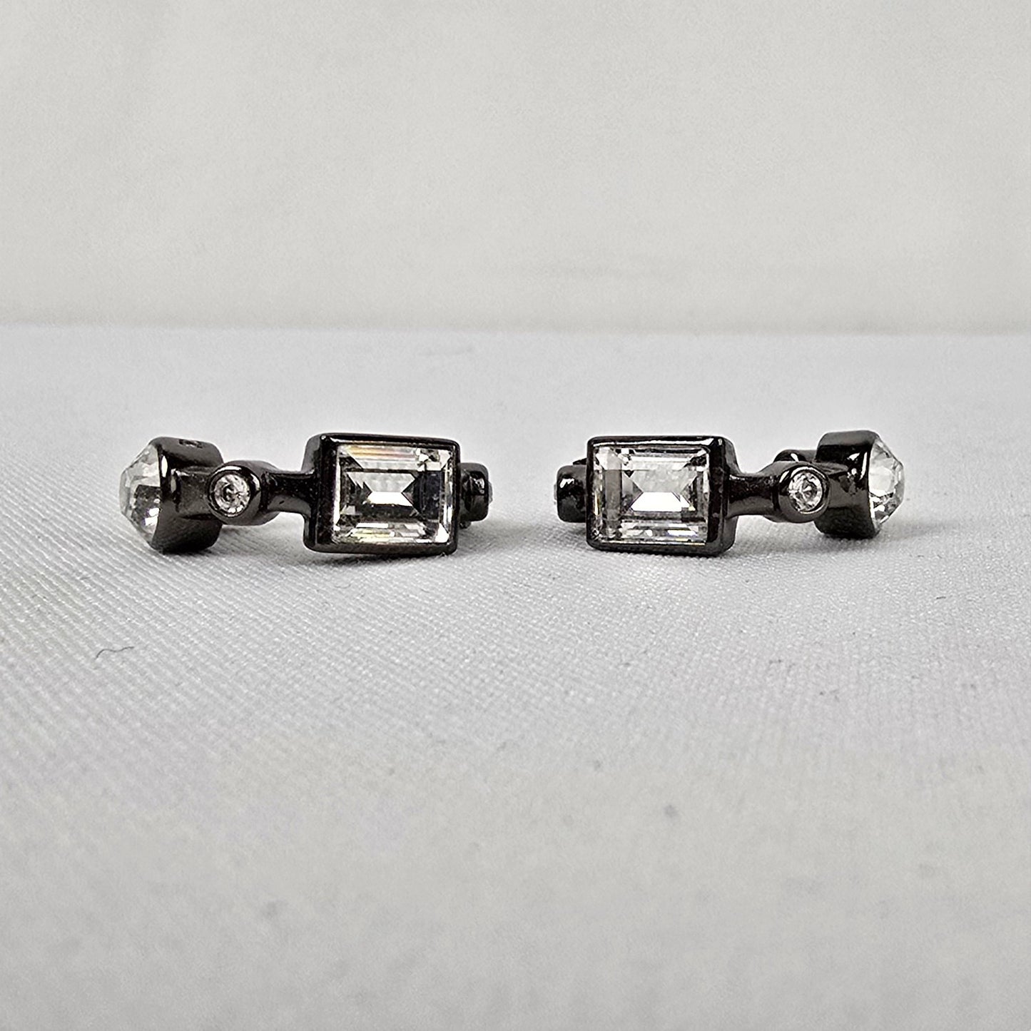 Dyrberg Kern Black & Silver Faceted Stone Hoop Earrings