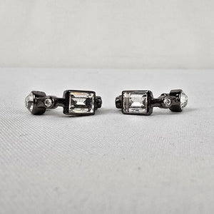 Dyrberg Kern Black & Silver Faceted Stone Hoop Earrings