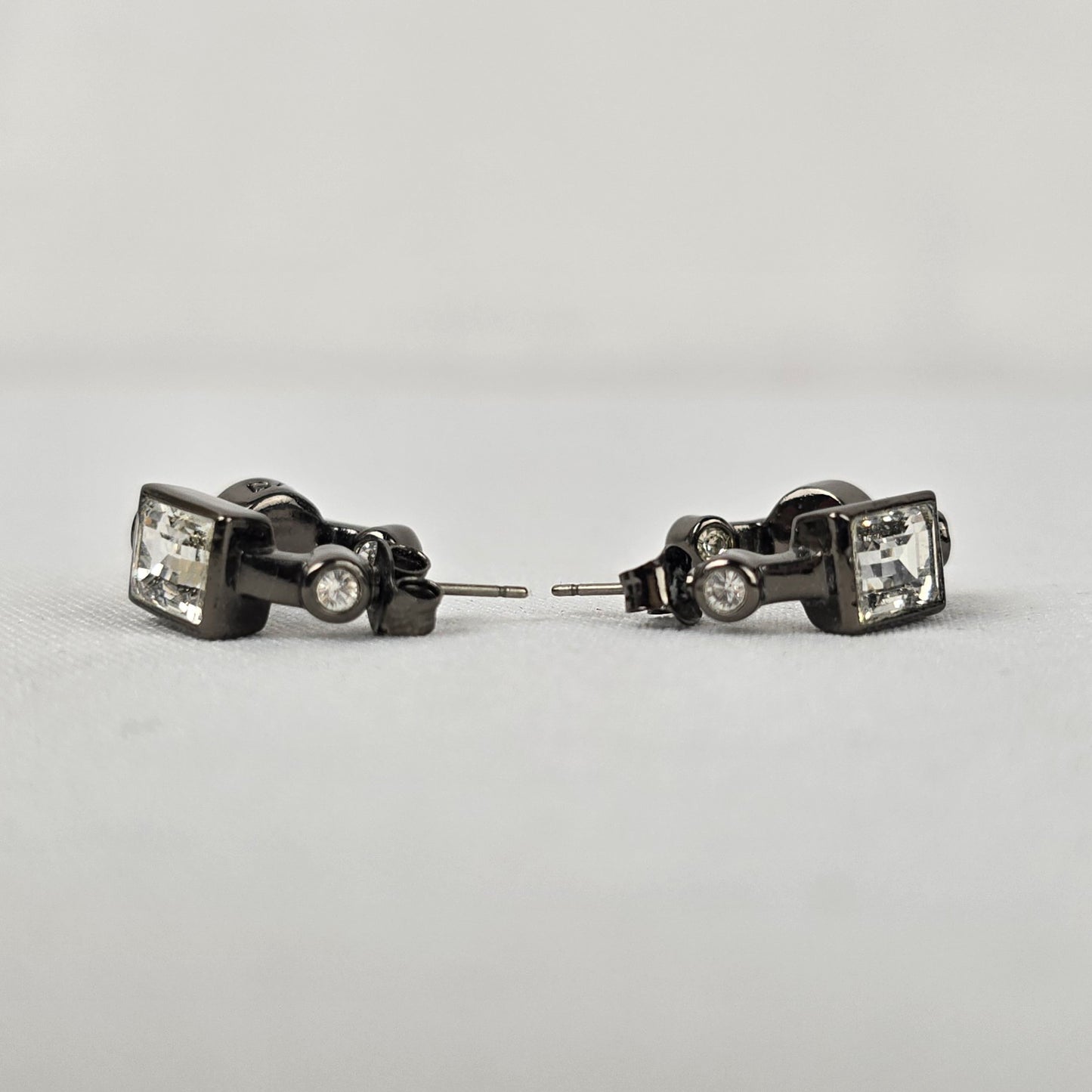 Dyrberg Kern Black & Silver Faceted Stone Hoop Earrings