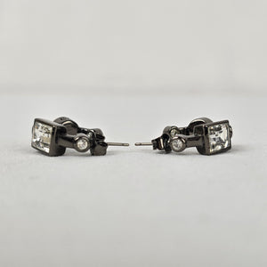 Dyrberg Kern Black & Silver Faceted Stone Hoop Earrings