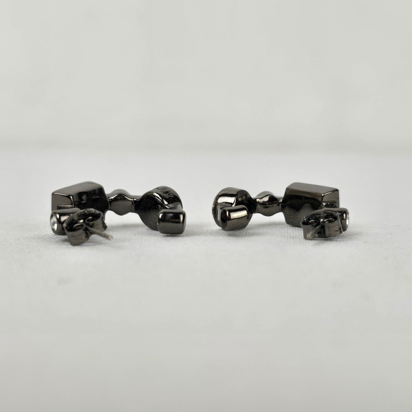 Dyrberg Kern Black & Silver Faceted Stone Hoop Earrings