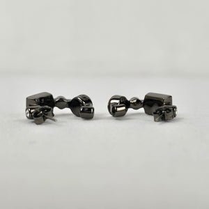 Dyrberg Kern Black & Silver Faceted Stone Hoop Earrings