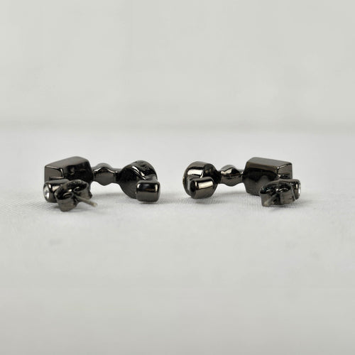 Dyrberg Kern Black & Silver Faceted Stone Hoop Earrings