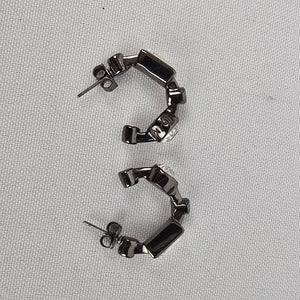 Dyrberg Kern Black & Silver Faceted Stone Hoop Earrings