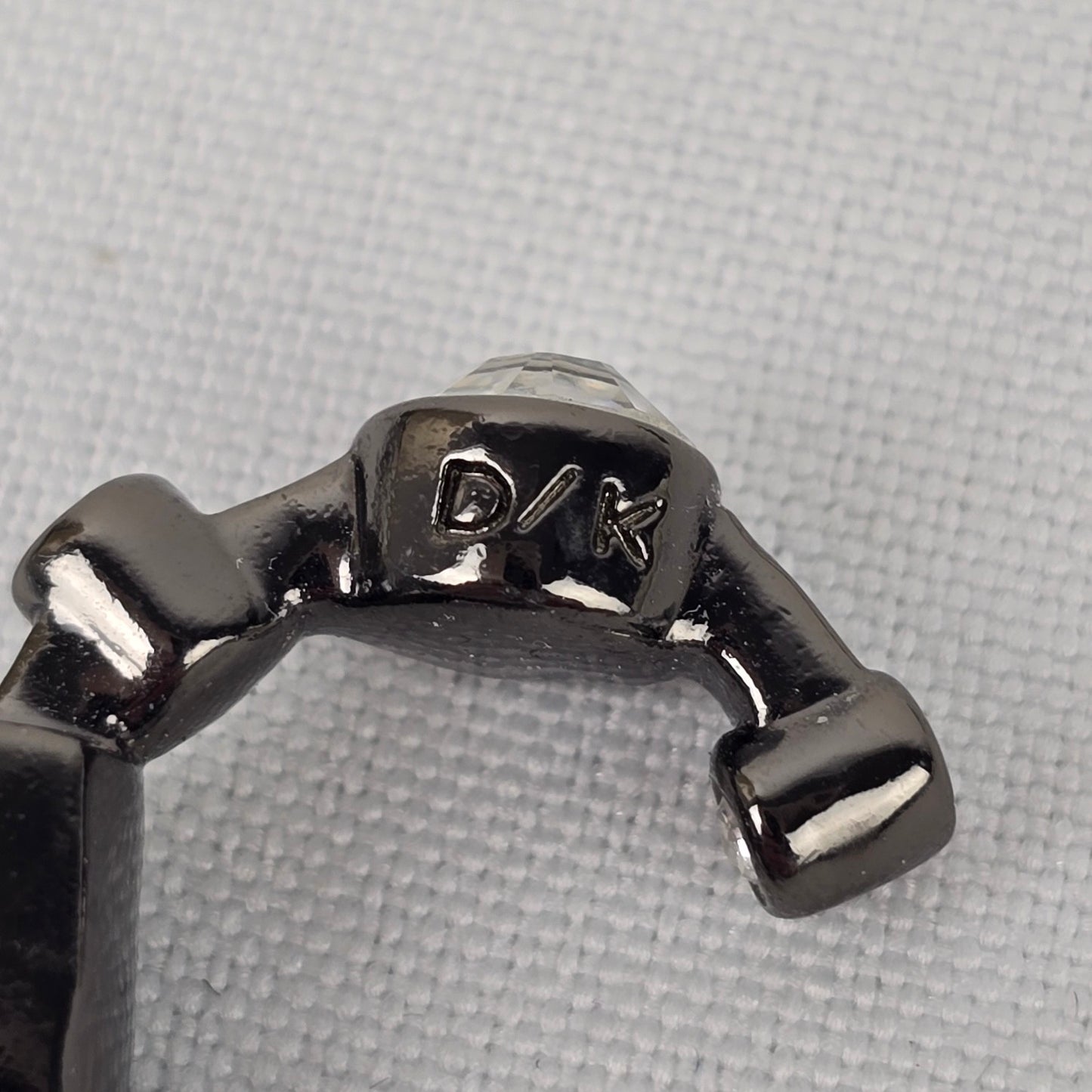 Dyrberg Kern Black & Silver Faceted Stone Hoop Earrings
